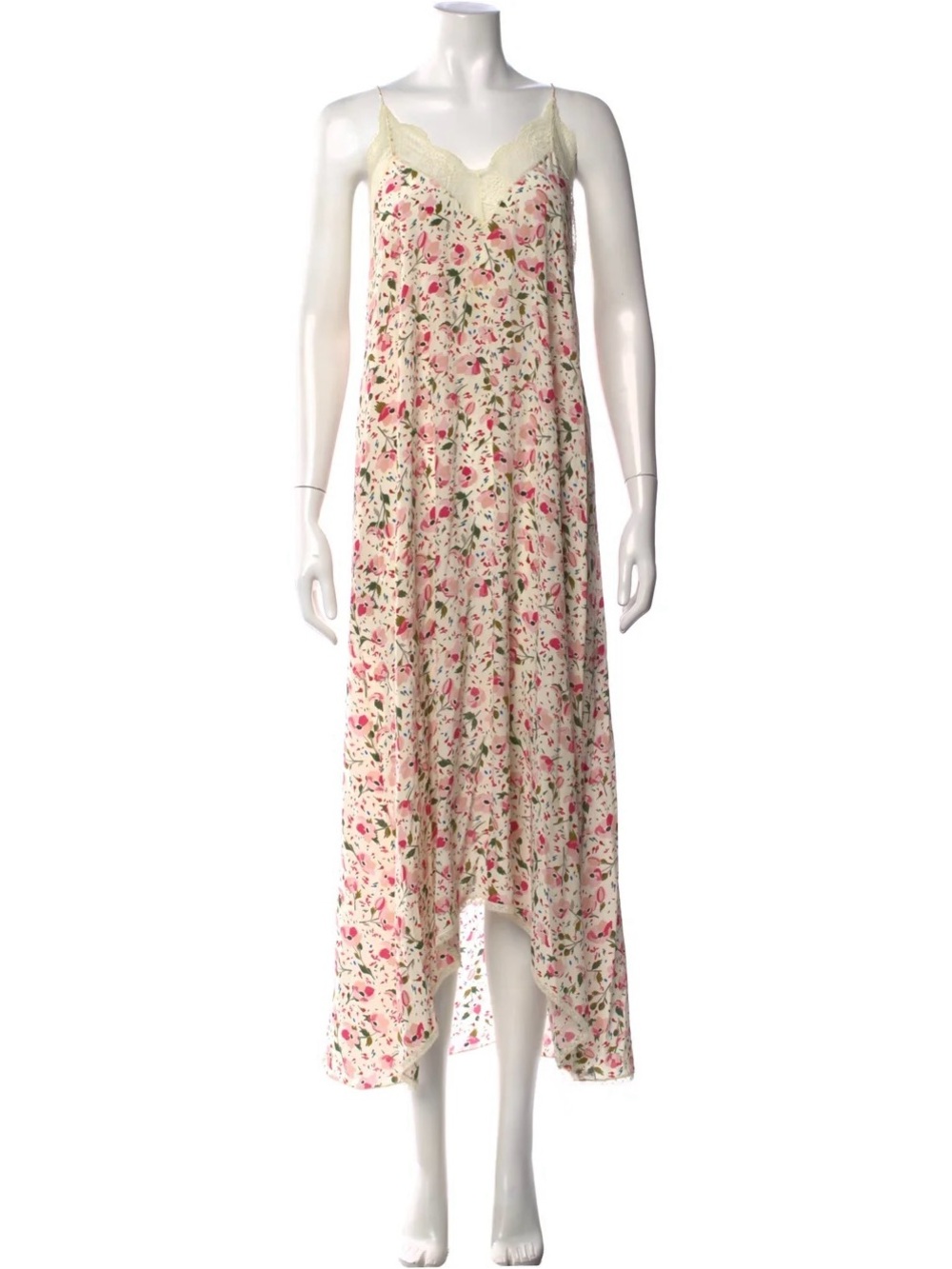 Zadig & Voltaire Risty Dress Cream Pink and Green Floral